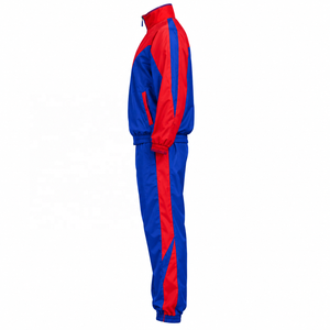 Custom Men’s Windbreaker Tracksuit Set 2 Piece Polyester <b>Nylon</b> Full Zip Athletic Sportswear <b>Jogger</b> Pants OEM ODM in red and blue - Product Image 5