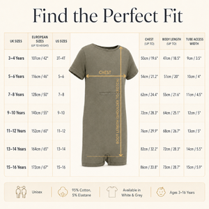 Body de Tirantes Color Gris Oliva |   Ropa Sensorial Especial para Niños, Prendas Inclusivas con Acceso por Tubo, Mangas Cortas, Algodón Elástico, Unisex - Product Image 4
