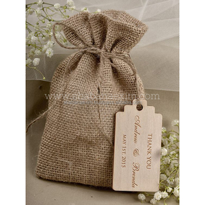 Sacs en jute à cordon coulissant pour bijoux, pochettes en jute, sacs cadeaux pour mariage, sacs de rangement pour vêtements avec carte DIY faite à la main - Product Image 6