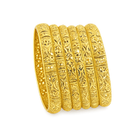 Ensemble de bracelets en laiton plaqué or 18 carats, tendance, gravés de motifs floraux et géométriques, bijoux pour femmes, mariage, fête, festival, logo personnalisé