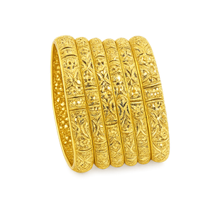 18K Gold Plated Brass <b>Bangle</b> Set Trendy Antique <b>Engraved</b> Floral Geometric Women Wedding Party Festival Jewelry Custom Logo - Product Image 3