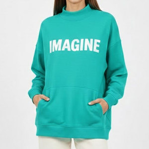 Sweat-shirt oversize à manches longues et col montant pour femme – Coupe ample décontractée, style urbain moderne, idéal pour l'hiver et le quotidien - Product Image 1