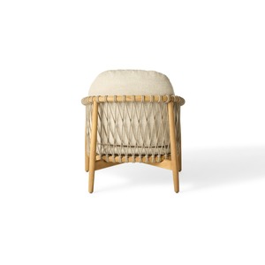 Sillón Moderno de Madera de Teca con Reposabrazos de Cuerda y Cojín Suave – Silla de Relajación de Madera de Lujo para Sala de Estar u Hotel - Product Image 4