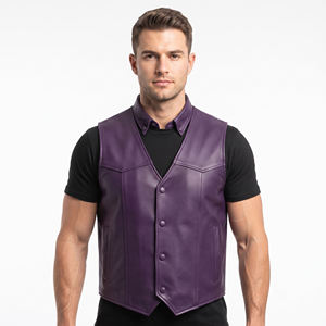 Gilet d'extérieur pour homme en cuir véritable réversible, respirant, imperméable et coupe-vent, style hip-hop, pour la pratique du vélo - Product Image 4