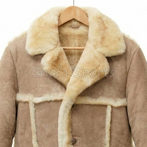 Vestes en cuir et fourrure pour hommes, style motard, en shearling de haute qualité, mode hiver, sur mesure OEM. - Product Image 2