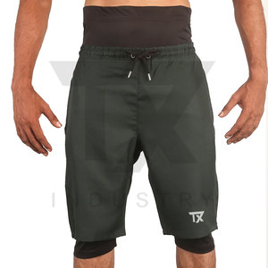 Customized Logo New Awrah Covering Activewear Sunnah Men's Halal Solid Mid Quick Dry Plain Dyed Swimming Shorts <b>Islamic</b> Swimwear - Product Image 2