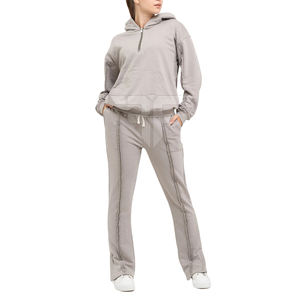 Зимняя коллекция: повседневный однотонный спортивный костюм для женщин, с длинным рукавом, теплый, больших размеров, с логотипом, однотонный, унисекс, на заказ, с возможностью выбора цвета - Product Image 6