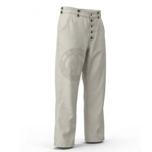 Pantalon droit en toile pour homme, style Guerre civile, avec ceinture structurée et coutures soignées - Product Image 3