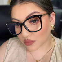 Montures de lunettes pour femmes Optical Blue Light Blocking Gold Alloy Black square Optical