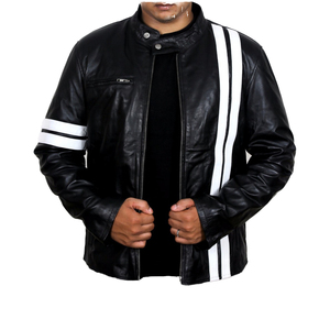 Fashionable Trend High Quality Slim-Fit Zip Fastening Winter Stand Collar Eco-Friendly Breathable <b>Genuine</b> Sheep Skin Front - Product Image 1