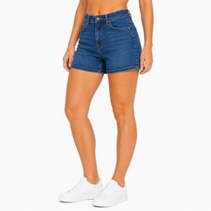Women's High Waisted Denim <b>Shorts</b> Light Wash Solid Pattern Casual Summer Wear 100% Cotton Regular Fit Straight-leg Style - Product Image 3