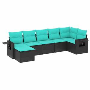 Ensemble de canapés de patio noir et bleu pour la collection de meubles de jardin d'extérieur - Product Image 2