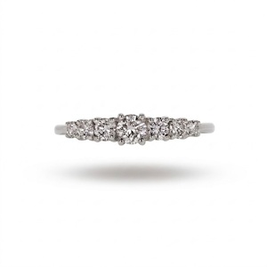 Anillo de Aniversario de Siete Piedras con Corte Redondo, E VS1, 0.53CT, Anillo de Boda de Oro Blanco de 10K, Anillo Apilable con Diamantes Cultivados en Laboratorio, Anillo Graduado - Product Image 2