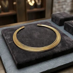 Handmade Brass Hasli <b>Necklace</b> | Gold Polished Brass Collar Choker | Tribal Ethnic Statement Neck <b>Ring</b> - Product Image 5