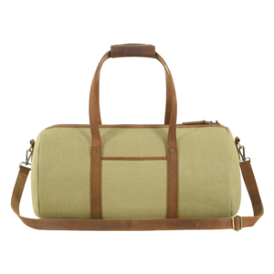 Custom Canvas Khaki <b>Holdall</b> Duffel Bag Genuine Leather Straps Travel <b>Weekend</b> Luggage Bag Wholesale Canvas Gym Bag Manufacturer - Product Image 1