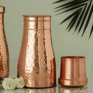 Premium Quality Classic Eco-Friendly Brown Copper Water Surahi <b>Jug</b> 1500ml Handle Lids Customized Design Customizable Packaging - Product Image 2