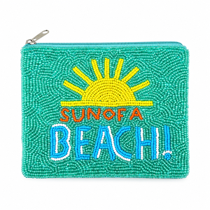 Porte-monnaie de luxe fait main en perles de verre Sun of a Beach, portefeuille amusant à fermeture éclair, cadeau d'été, OEM ODM, vente en gros pour femmes, mini - Product Image 1