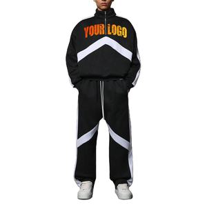 Ensemble de survêtement vintage streetwear surdimensionné à capuche en coton, ensemble de jogging réfléchissant, veste coupe-vent personnalisée pour hommes - Product Image 1