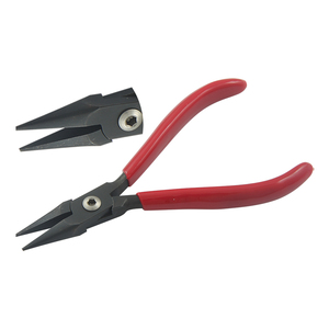 Pince à bec fin de précision en acier inoxydable 115 mm, finition oxyde noir, mâchoires lisses, poignées en PVC, conception à bec de chaîne, pour la fabrication de bijoux et la pêche - Product Image 1
