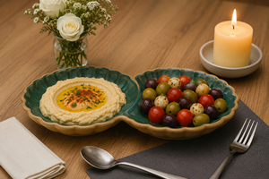 Luxury <b>Ceramic</b> Classic Design Eco-Friendly Dry Fruit Serving <b>Plate</b> with Dual Compartments - Product Image 4