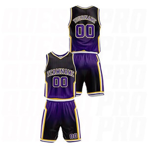 Ensembles d'uniformes de basket-ball imprimés par sublimation avec noms, numéros et logos d'équipe, pour entraînements et matchs, uniforme violet dégradé - Product Image 3
