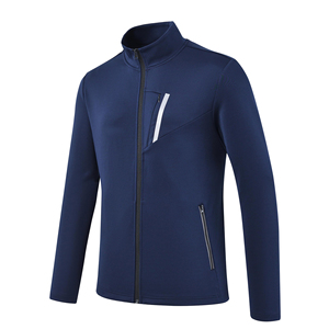 Conjunto Deportivo de 2 Piezas para Hombre, Color Azul Marino, Chaqueta con Cierre y Cuello Camisero, Pantalones Deportivos con Cordón Ajustable, Estilo Casual - Product Image 2