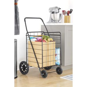 Carrello della spesa pieghevole extra large con ruote, capacità 45 kg, telaio in acciaio, maniglia in schiuma, carrello multiuso per la spesa - Product Image 2