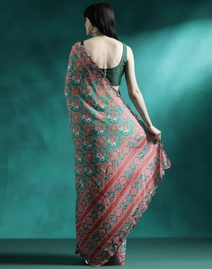 Sari de créateur KV avec blouse non cousue - Product Image 3