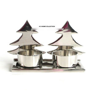 Juego de 2 Portavelas de Aluminio Plateado con Diseño de Árbol Estilo Europeo para Sublimación, para Velas de Té Navideñas - Product Image 4
