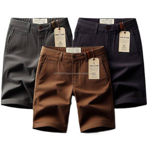 กางเกงขาสั้นผ้าชิโนสำหรับผู้ชายกางเกงขาสั้นผ้าวิลผ้าฝ้าย100% ไม่ยับระบายอากาศย้อมพื้นทำจากบังคลาเทศ - Product Image 6