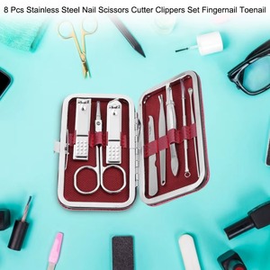 8Pcs Practical Metal Nail Clipper Set Portable Multi-functional Pedicure Tool Set <b>Storage</b>-case Manicure Pedicure Set In Red Case - Product Image 1