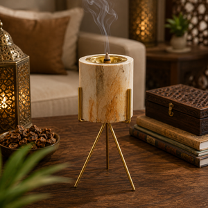 Premium Natural Wooden <b>Bakhoor</b> <b>Burner</b> With Stylish Metal Stand Arabic Style Home Fragrance Decor Ramadan Eid Gift Wooden Craft - Product Image 1