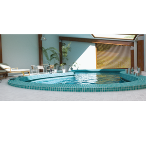 Carreaux de piscine en porcelaine bleu aqua moderne 300x300mm, brillants, émaillés, antidérapants, pour extérieur - Product Image 2