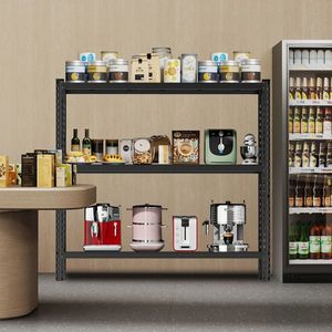 3-Tier 67\"W X 19.7\"D X 63\"H Heavy Duty Steel Industrial Shelving <b>Rack</b> Adjustable Black <b>Garage</b> Shelves Unit Requires Assembly - Product Image 3