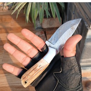 Cuchillo utilitario de punta caída con hoja de acero y mango de madera para supervivencia al aire libre, 0.5mm de grosor, 6.7in de longitud total, SHARP POINT TRADES, 3 años de garantía - Product Image 2