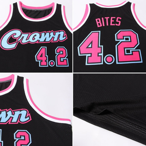 Camisetas de Baloncesto al por Mayor OEM en Negro, Rosa y Azul Claro, el Mejor Diseño, Camisetas de Baloncesto para Equipos, Nuevas Camisetas de Baloncesto Cosidas - Product Image 4
