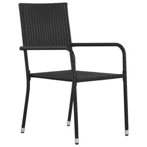 6 pz sedie da pranzo con Patio in Rattan nero impilabili - Product Image 2