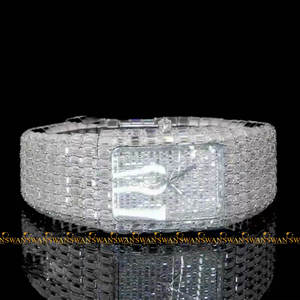Montre rectangulaire de style hip-hop avec moissanite taille baguette et motif très unique - Product Image 6