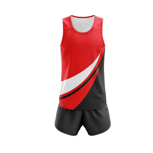 Red Black White Gradient Color Sublimated Polyester Breathable Moisture Wicking Sleeveless Elastic Waist Unisex Adult <b>Athletic</b> - Product Image 6