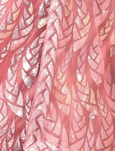 Châle en filet semi-cousu de créateur KV pour femme, en toile ethnique brodée de paillettes, collection automne (Rose) - Product Image 4