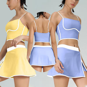 Conjunto Deportivo YIYI para Mujer, Top Deportivo con Relleno Ajustable, Falda de Golf Sexy 2 en 1, Leggings, Conjunto de Yoga para Mujer, Cómodo y Agradable al Tacto - Product Image 1