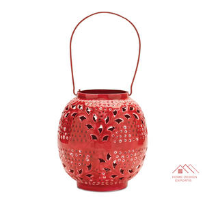 Portavelas de Navidad con Acabado en Esmalte Rojo, Decoración para el Hogar y el Jardín, Farol para Velas - Product Image 2