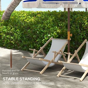 Ombrellone da Spiaggia Portatile con Strisce Blu e Borsa per il Trasporto, 6.2 Ventilatori e Volant, per Giardino, Viaggi e Spiaggia - Product Image 2