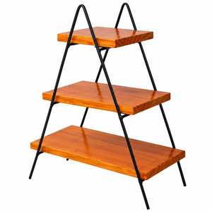 Étagère de présentation en bois avec cadre en métal noir, 3 ou 4 niveaux, étagères de rangement décoratives, finition bois brun rustique, style industriel - Product Image 2