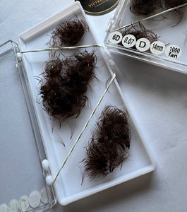 Extensiones de Pestañas Preformadas de Colores, Pestañas Sintéticas Naturales Largas Mixtas CC/DD/M/L, Curvatura Marrón Súper Negro 0.03mm-0.07mm - Product Image 5