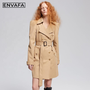 Abrigo Largo Clásico de Moda con Doble Abotonadura y Cordones, Tejido Transpirable e Impermeable, Novedad al por Mayor - Product Image 1
