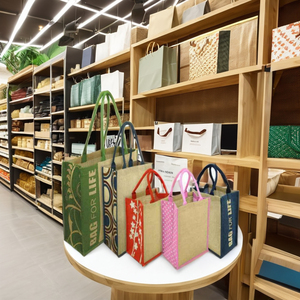 Sac en jute écologique de haute qualité pour le voyage, le travail, l'école et le pique-nique Logo personnalisé pour le shopping - Product Image 1