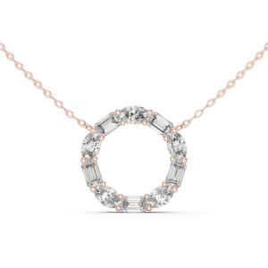 จี้เพชรรูปไข่และมรกตสังเคราะห์ทองคำขาว 14K สำหรับผู้หญิง |   ของขวัญวันครบรอบ |   เพชรที่เพิ่งเพาะเลี้ยง - Product Image 3