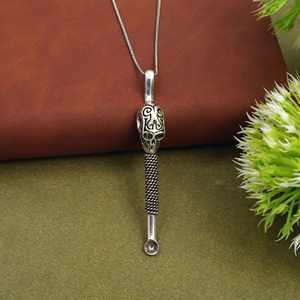 Collar con Colgante de Cuchara con Diseño de Calavera |   Colgante de Calavera de Latón Chapado en Oro y Plata |   Joyería gótica punk al por mayor - Product Image 3