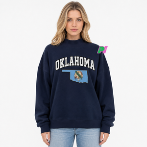 Sudadera Oversize de Cuello Alto para Mujer OKLAHOMA con Apliques de Letras MAP, Diseño Personalizado, 100% Algodón Ecológico - Product Image 1
